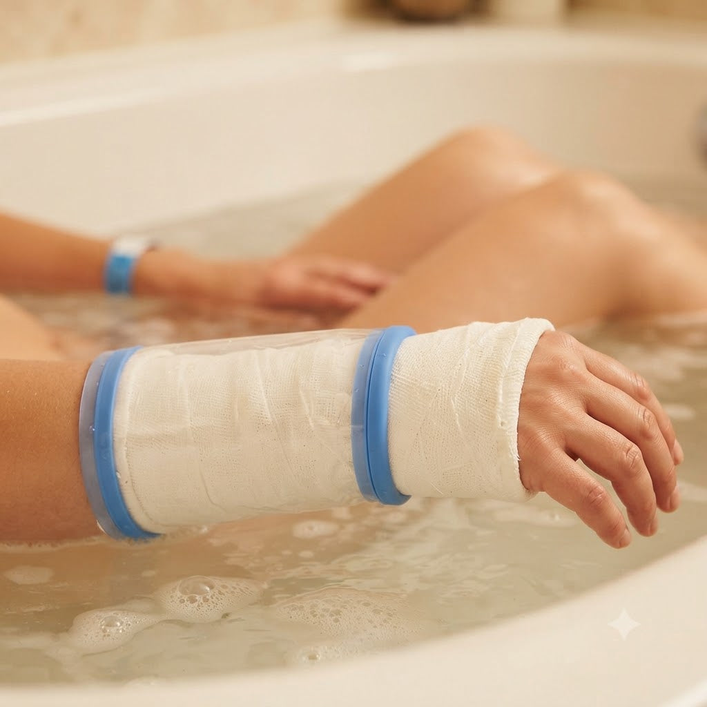 Can I take baths instead of showers with my cast or bandage?