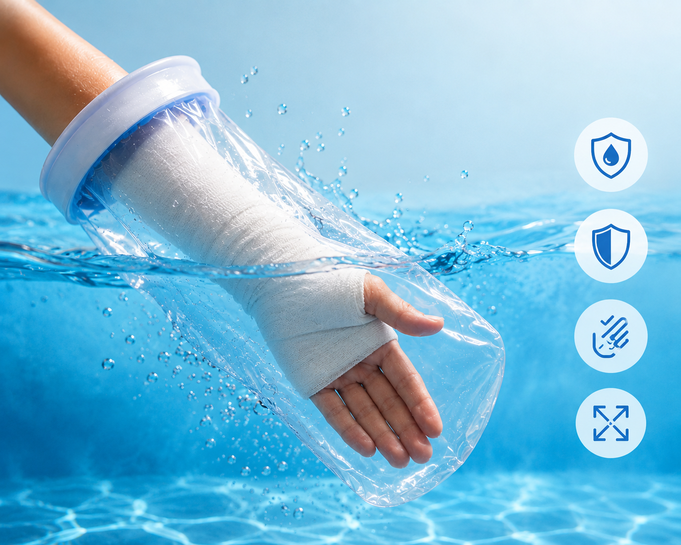 How long can my cast or bandage be submerged in water before it becomes damaged?
