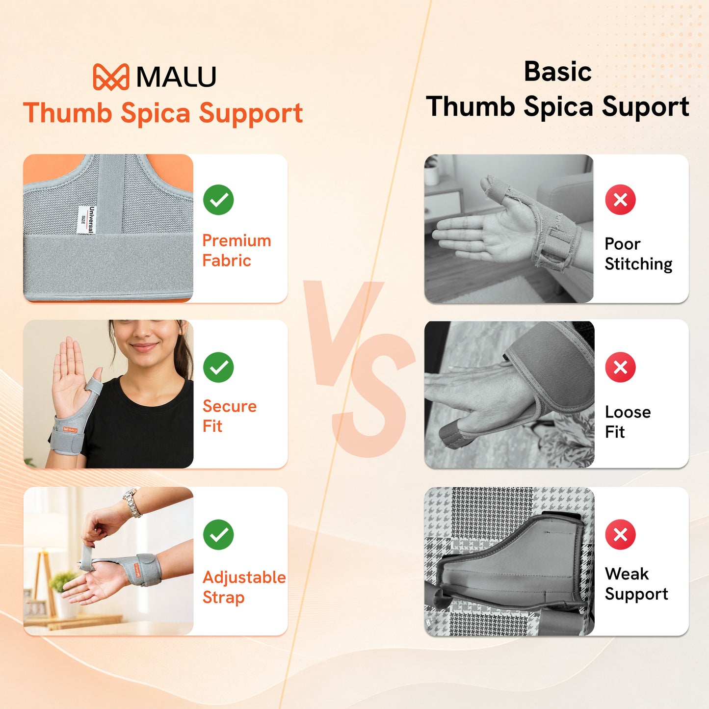 Ortho Wrist Brace with Thumb Support for Men & Women